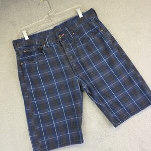 Mishka Shorts Mens 34 Plaid Blue Grunge Skater Y2K Streetwear Alt Indie‎ Punk